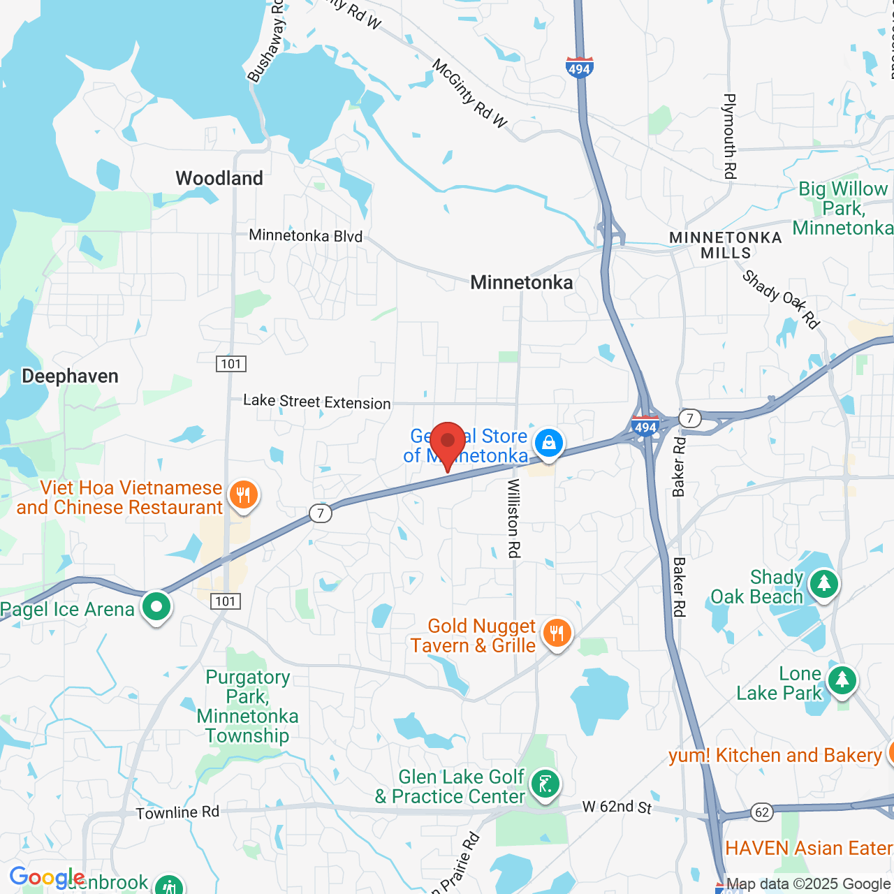 Google map image of our location in 15450 Highway 7 Minnetonka, MN